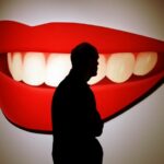 A possible buyer walks past a sculpture